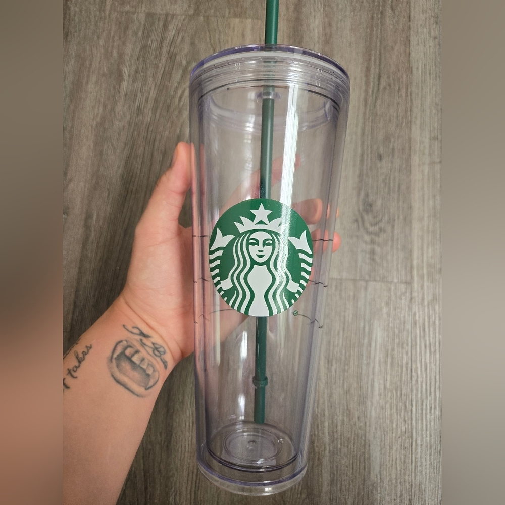 THREE Starbucks 24oz clear venti tumblers